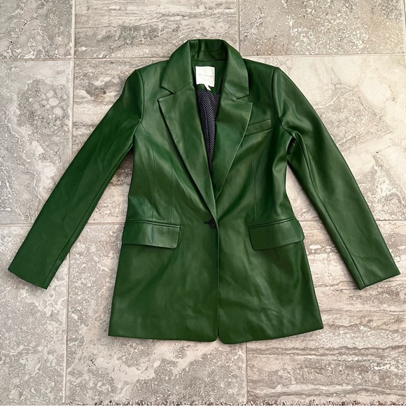 NEW Avec Les Filles Faux Leather One-Button Blazer, Green Size S, Retail $299 - Picture 12 of 13